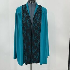 CSC STUDIO WOMENS SIZE 2X Teal and Black Lace Cardigan